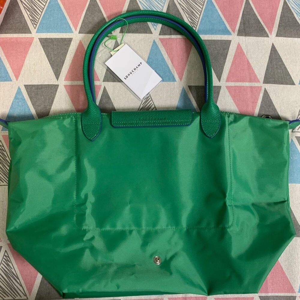 Longchamp Le Pliage Club Tote Green with Blue Accents - Picture 2 of 8